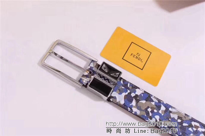 FENDI芬迪 原單正品 小怪獸皮帶系列 小怪獸琺瑯滴膠針扣 小牛皮男士皮帶  xfp1333